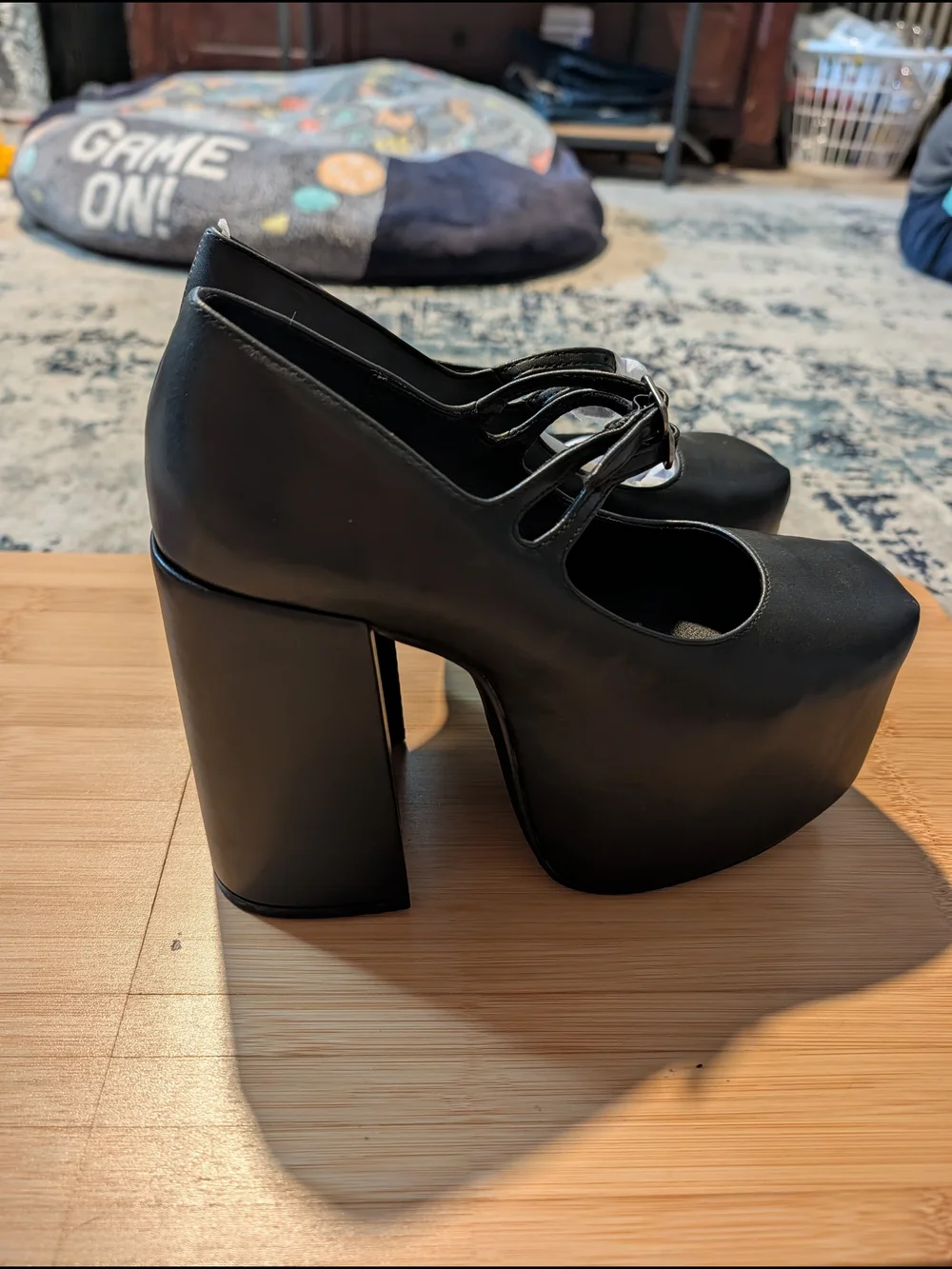 Sugar Thrillz Black Platform Mary Jane Heels